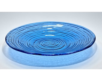 Fused Glass Plate, Handmade Modern Design Plate, Blue, Black, Green Glass Plate For Meal, Transparent Glass Plate For Salad,  Gifts for Mom