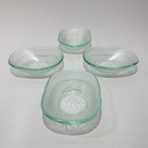 Set of 4 Fused Small Glass Bowls. Glass Serving Bowls. Clear Glass Bowls. Glass Dipping Bowls. Glass Side Dishes Serving Bowls Gifts for Mom
