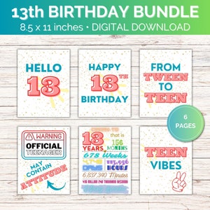13er Geburtstag Zeichen Bündel | Alles Gute zum 13. Geburtstag | Hallo 13 | Prost auf 13 | Von Tween bis Teen | Teen Vibes | Achtung offizielles Teen
