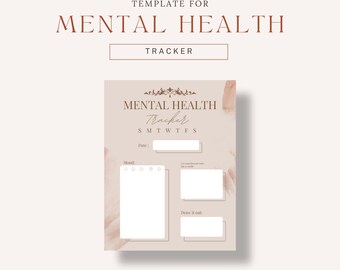 Mental Health Journal, Printable Mental Health Planner, Anxiety Mood Tracker, Digital Template, Bullet Journal