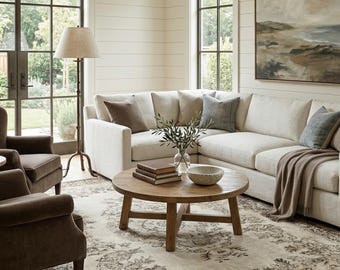 Beige Vintage Turkish Rug – Handmade Anatolian Carpet, Neutral Boho Living Room Area Rug