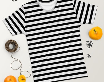 Men's Black and White Striped Halloween Costume Shirt
