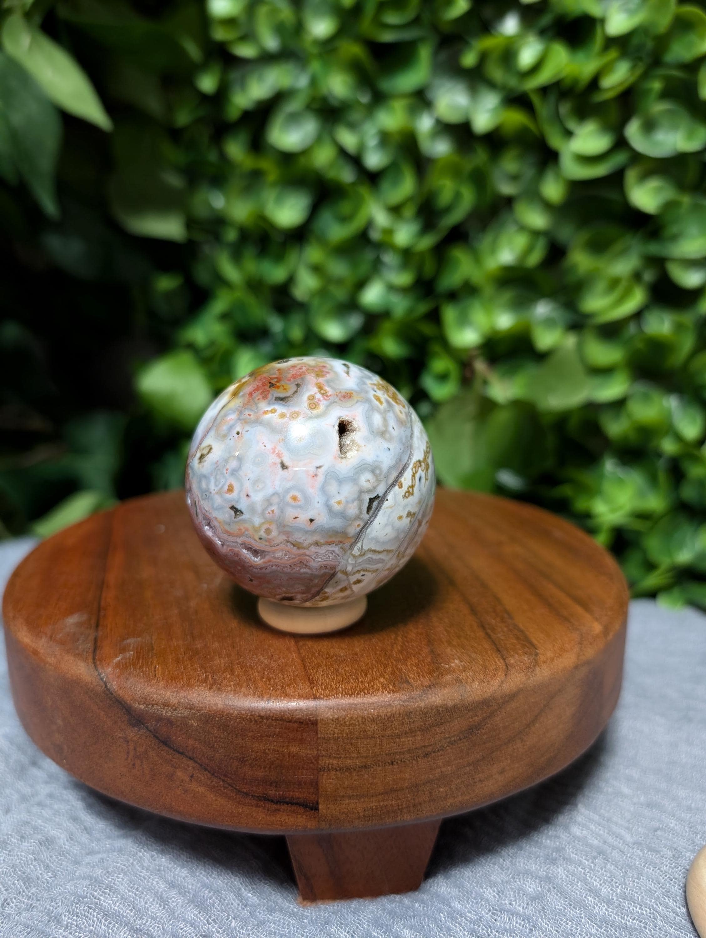 高品質 オーシャンジャスパー ブルー瑪瑙共生スフィアNo.2762 ピンク 8th ベイン オーシャン ジャスパー スフィア A - Etsy 日本