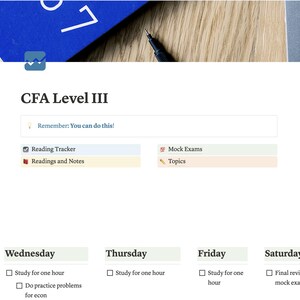 UPDATED 2025 CFA Level 3 Exam Notion Template | Organizer | Study Guide | Planner
