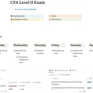 UPDATED 2025 CFA Level 2 Exam Notion Template | Organizer | Study Guide | Planner