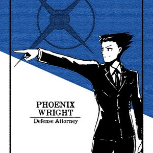 Phoenix Wright Ace Attorney Character Art Print | 4.5 x 6.25 | Minimalist Block-Printing-esque Postcard | Video Games/Anime/Manga