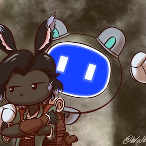 Erenville + Cahciua Final Fantasy XIV (14) Dawntrail Character Art Print | 5 x 7 pol. | Cartão postal colorido | Videogames