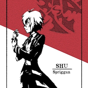 Impresión artística del personaje Shu Kurena Beyblade Burst / Postal minimalista con estilo de impresión en bloque / Anime/Manga