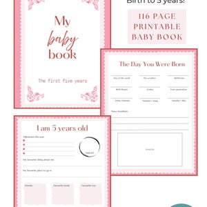 Libro de recuerdos de 5 años de embarazo y bebé niña, diario para mamá y bebé, álbum de recuerdos rosa para hitos, desde recién nacido hasta niño pequeño, regalo para baby shower
