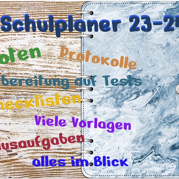 Blue Version - Digitaler Schulplaner 23-24 Deutsch, Hyperlinks, GoodNotes, Notability, Kalender, Vorlagen, Hausaufgabenheft, German