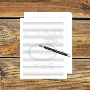 Share the INCREDIBLE NEWS or Journal... you&#39;ve just said Yes to your marriage proposal  with These Instant Downloadable Note Pages