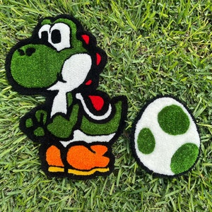 I made a tiny Yoshi egg rug to try burlap! : r/Tufting