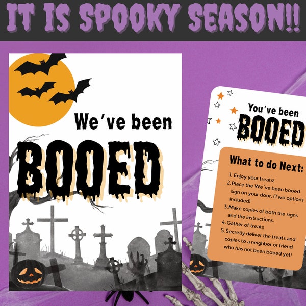 You've Been Booed Printable Halloween Kit, Boo sign and poem, Boo your friends, You've Been Booed door hanger, Instant Download, Boo Kit