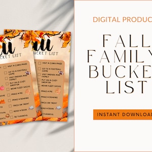Fall Family Bucket List for Autumn - Printable Checklist - Instant Download - Autumn Planner Stickers - Fun Activities for Autumn