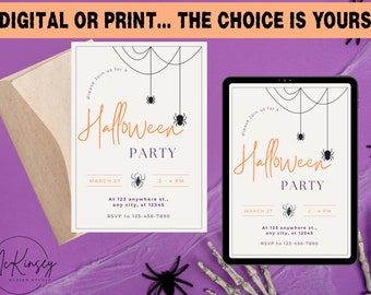 Bearbeitbare gruselige Halloween-Party-Einladung, Halloween-Party-Einladung, Halloween-Geburtstags-Einladung, Halloween-Einladung, Süßes oder Saures