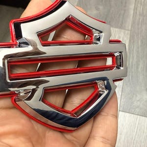 HD CVO Chrome & Red Fuel Tank Emblem Badge, 3.8" (Set of 2)
