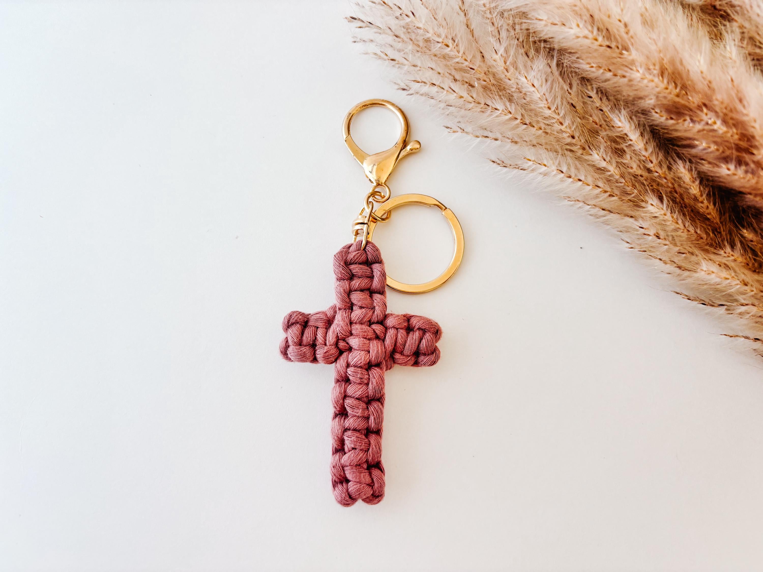 Macrame Cross Keychain - Etsy