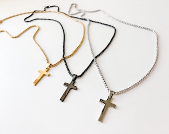 Herren Edelstahl Kreuz Halskette: Hypoallergener christlicher Schmuck