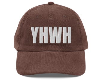 YHWH Hat: Vintage Christian Corduroy Baseball Cap