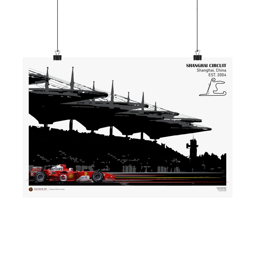 Shanghai Race Circuit Poster Formula Rubens Barrichello Ferrari F2004 ...