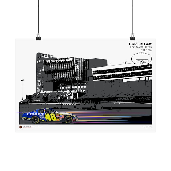 Texas Raceway Poster NASCAR Jimmie Johnson Chevrolet Monte Carlo Wall Art Print