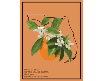 Floridas apelsinblommaposter: Statlig blommakonsttryck