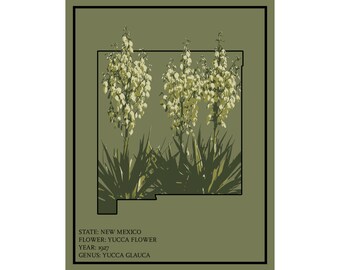 New Mexico Yucca Flower Art Print: State Flower Poster