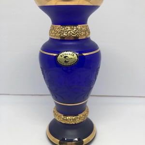 Vintage Böhmen Tschechische Republik Kobalt Blau Glas Vase