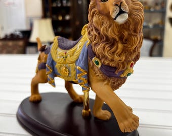 VTG Lenox Carousel ROYAL LION Limited Edition Porcelain Figurine Wood Base 1990.
