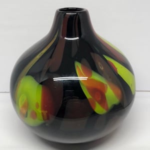 Hand-Blown Art Glass Unique Large Vase