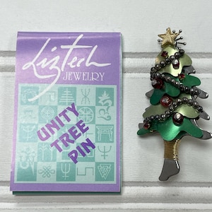 Vintage Liztech Unity Tree Christmas Hand-Crafted Brooch