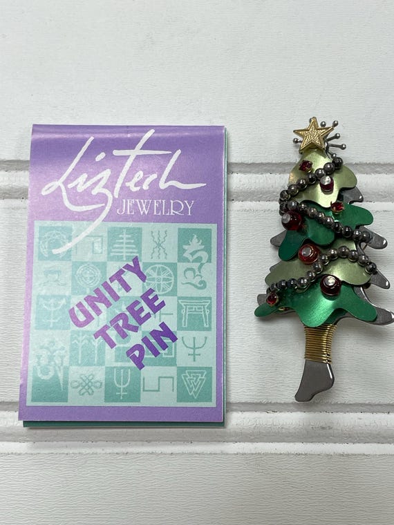 Vintage Liztech Unity Tree Christmas Hand-Crafted Brooch