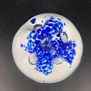 Hand-Blown Art Glass Cobalt Blue with Bubbles Paperweight
