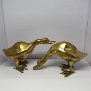 Set of 2 Mid-Century Modern Brass Duck / Geese Figurines