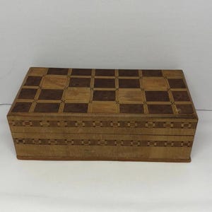 Vintage Mosaic Style Inlaid Wooden Jewelry Box