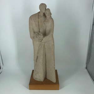 Bride and Groom Wedding Sculpture by Claude LeClerc 1978 Statue Austin Prod.