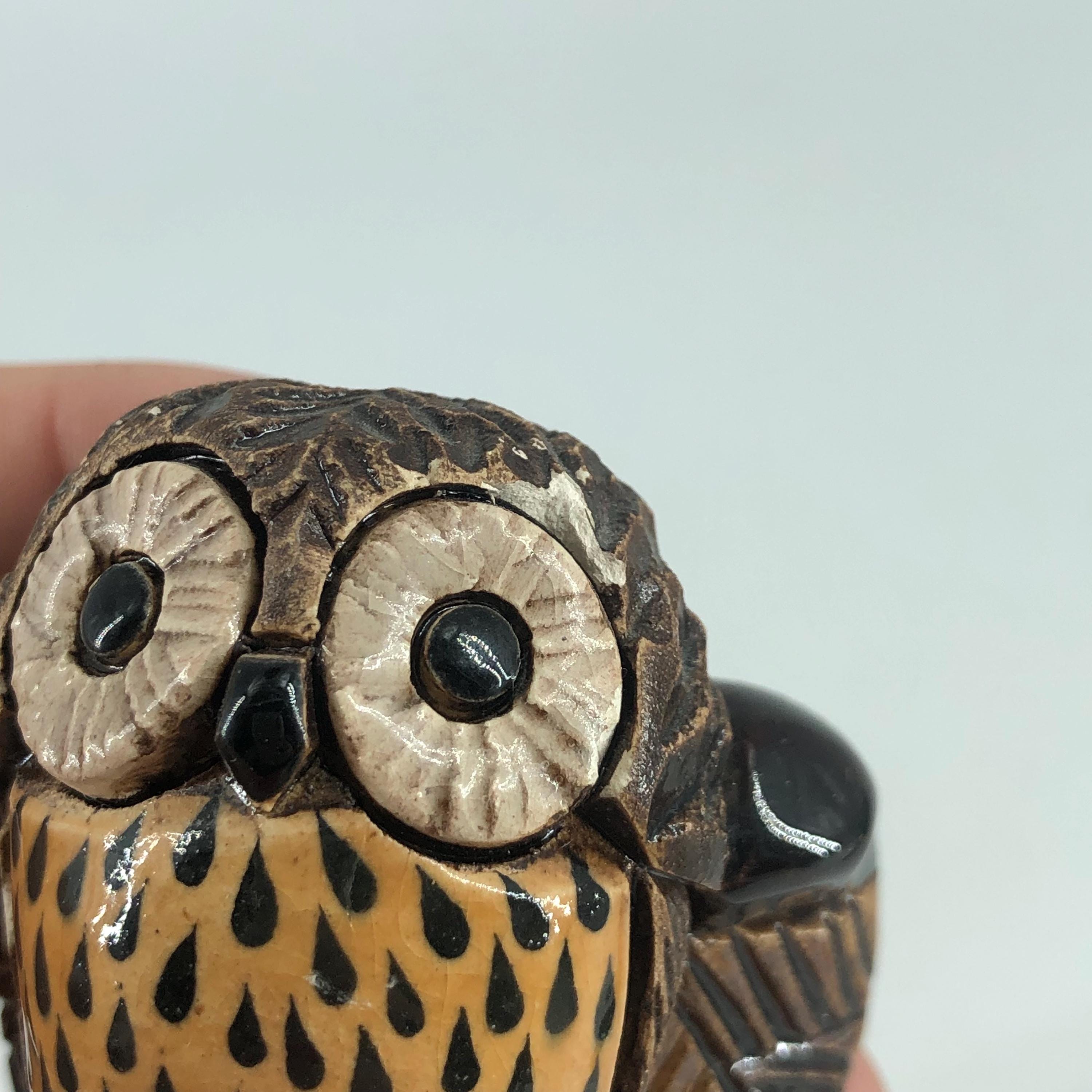 ヴィンテージの手作りアルテサニア・リンコナダ・フクロウの置物