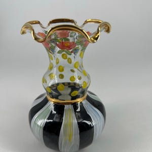 Vintage Mackenzie-Childs Circus handgeblazen kunstglazen vaas