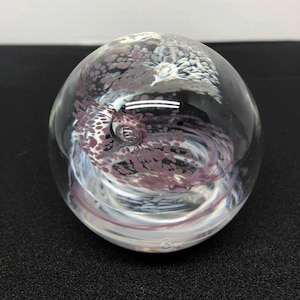 Hand-Blown Art Glass Swirled Flowers Paperweight