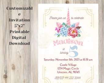 Unicorn Birthday Party Invitation Template