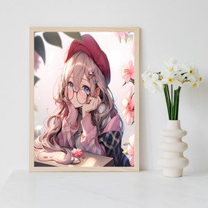 Ai Mie Fan Art, Digital, Wall Art, Anime Girl Aesthetic Kawaii Poster, The Girl I Like Forgot Her Glasses, Suki na Ko ga Megane wo Wasureta