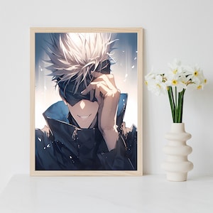 Satoru Gojo Fan Art, Digital, Wall Art, Anime Boy Aesthetic Poster, JUJUTSU KAISEN