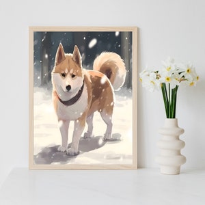 Akita Inu Digital Download, Wall Art, Printable Art, Cute Dog Animal Anime Japanese Cartoon Nursery Shiba Poster Print