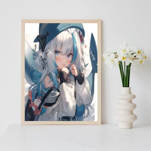 Cute Kawaii Anime Girl Digital Download, Wall Art, Printable Art, Anime Woman Manga RPG Video Gaming Aesthetic Dreamy Poster