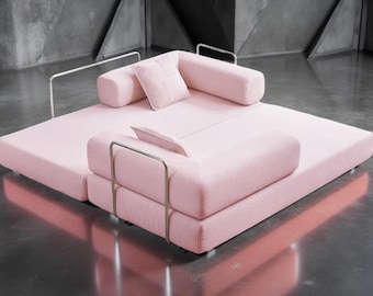 Corduroy Floor Sofa Bed: Convertible Futon Couch, Minimalist Modern