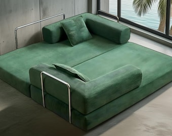 Corduroy Convertible Floor Sofa Bed: Modern Minimalist Futon