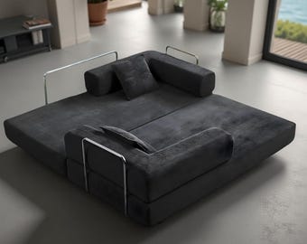 Convertible Corduroy Sofa Bed: Modern Modular Floor Couch