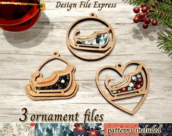 Laser Cut Sled Ornament SVG, Glowforge Files (Digital Download)