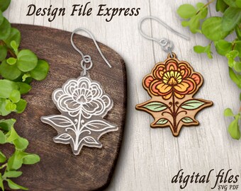 Flower Earring SVG File: Laser Cut Template (Digital Download)