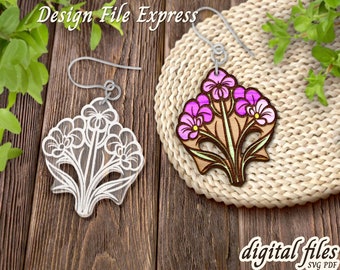 Flower Bouquet Earring SVG: Laser Cut Template (Digital Download)